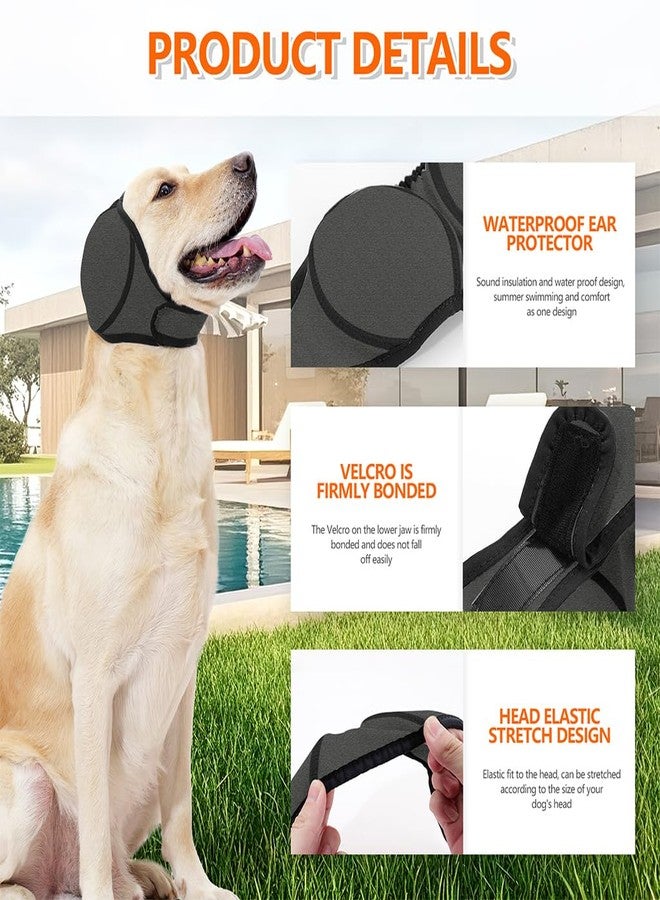 Qpets واقيات أذن للكلاب من كيو بيتس®، غطاء أذن مهدئ، واقي أذن للكلاب مع حزام ذقن قابل للتعديل، غطاء رأس لتخفيف القلق وتقليل الضوضاء، غطاء أذن واقي للأكل والسباحة والعلاج، مقاس متوسط - Image 3